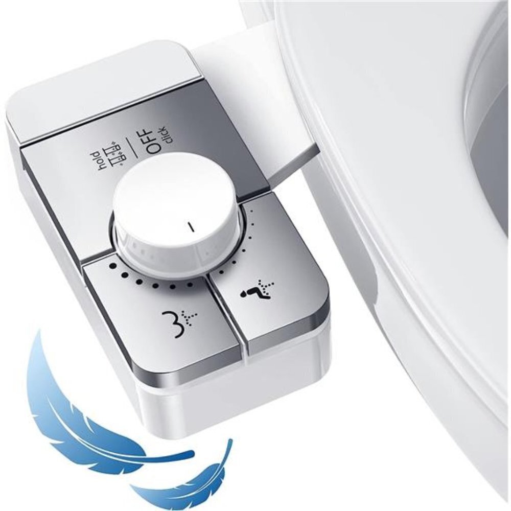 Dual Nozzle Bidet Attachment Silver - Ultra Slim